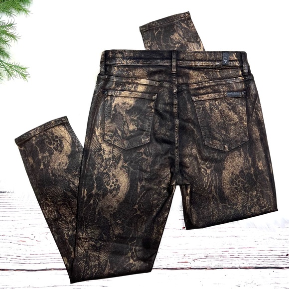 🚫SOLD! •NWOT |•7 FOR ALL MANKIND•| High-Waisted Ankle Snakeskin-Print Skinny - Picture 7 of 11